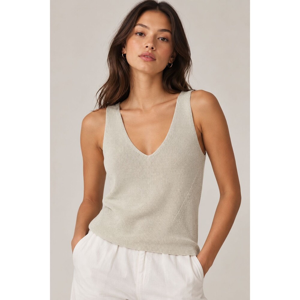 Banana Republic Tank Top Women's Beige Knit Sleeveless Organic Cotton Size XS